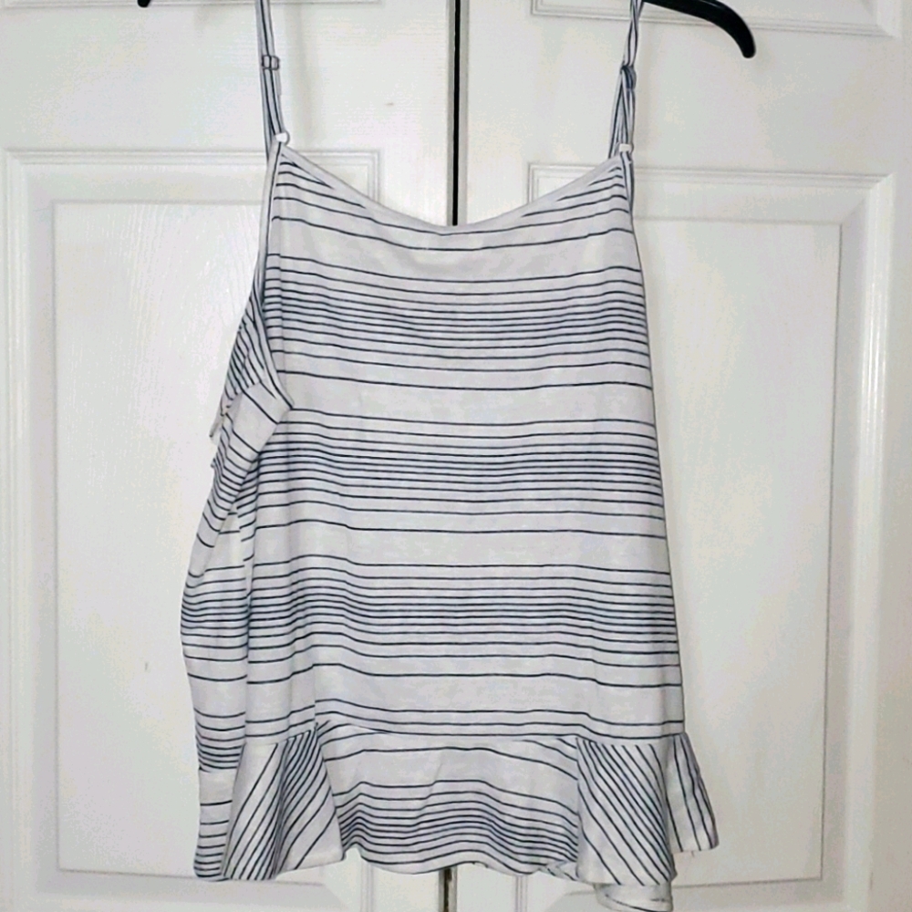 NWT Maurices White Stripe Ruffle Tank, Size 1X - Picture 7 of 7
